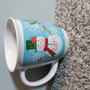 Blue Snowman and Snowflake Mug